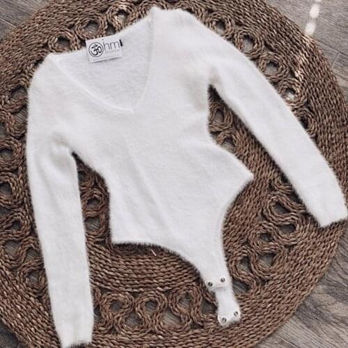 2021 Autumn And Winter Jumpsuit New Long Sleeve Solid Color Deep V Neck Playsuits Women Bodysuits Sexy Plush Slim Body Suit