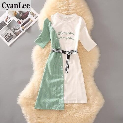 Patchwork Asymmetrical Bandage Dress Women 2020 Summer New O Neck Short Sleeve Stripe Single Breasted Vintage Sexy Party Dresses