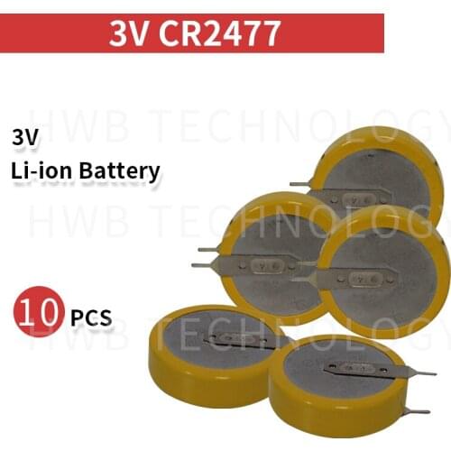 10 PCS 3V CR2477 950mAh welding foot vertical card with button batteries Feet exposed 4MM personnel positioning Free shipping