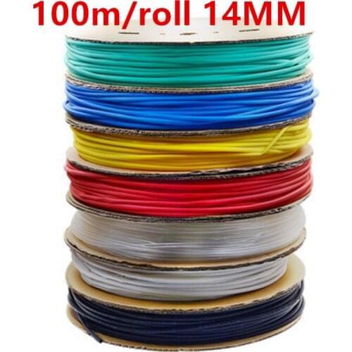 100m/roll 14MM Heat shrinkable tube heat shrink tubing Insulation casing 100m a reel