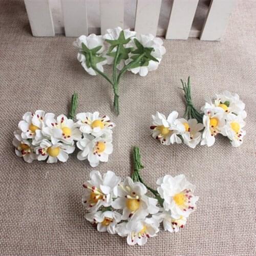 3CM/54PCS Small Real Touch Roses,Artificial Daisy,Wire Stem,Diy Decoration For Scrapbooking,Garland,Engagement Party Favors