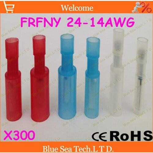 300pcs/lot FRFNY Female White/Red/Blue cold-pressed terminal Connectors and Splices For 0.3-2.5mm2,24-14 AWG Wire