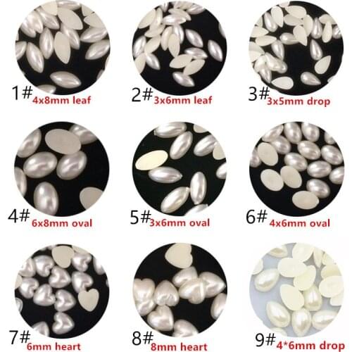 500pcs/pack Japan Oval Heart Drop Style Pearl 3D Nail Decorations Nail Art Accessories Kawaii Pearl Nail Parts DIY Nail Supplies