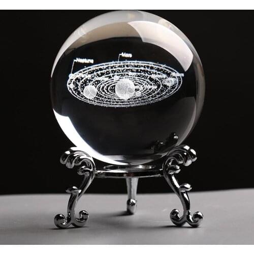 6cm Laser Engraved Solar System Ball 3D Miniature Planets Model Sphere Glass Globe Ornament Home Decoration Gift for Astrophile