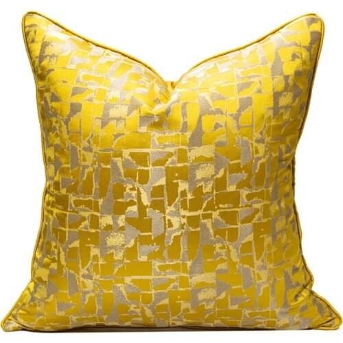 Abstract Golden Geometric Decorative Pillows High Precision Embroidery Jacquard Cushion Cover Home Backrest Waist Pillowcase