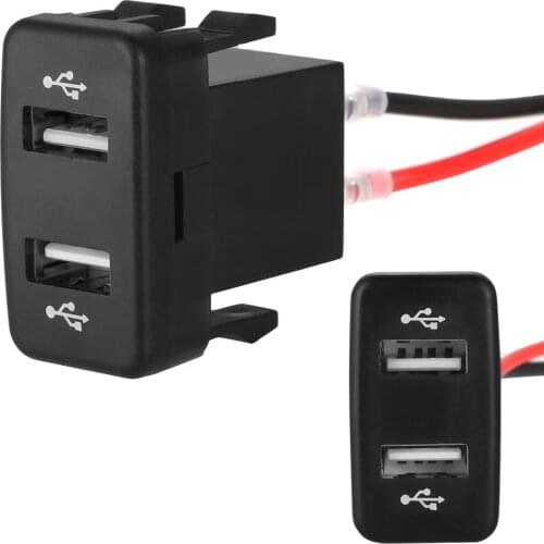 12V Dual USB Port Car USB Charger 2 Port Charger Plug Adapter For Toyota For Most Mobile Phone Tablet DVR Max Current Of 4.2A