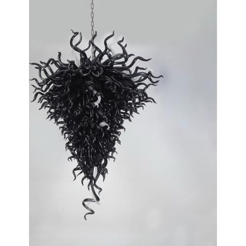 Big Black Chandeliers Lamps Pendant Light Classic Hand Blown Glass Chandelier Lighting for Home Hotel Decoration