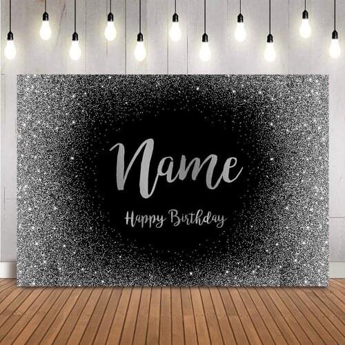 Black Birthday Backdrop Sliver Glitter Dots Background for photo studio Happy Birthday Theme Party Decor Boy Birthday Customize