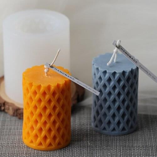 Grid Shape Cylinder Silicone Candle Molds DIY Aroma Plaster Decor Mould Candle Making Molds Cake Resin Crafts Making Mold Tools