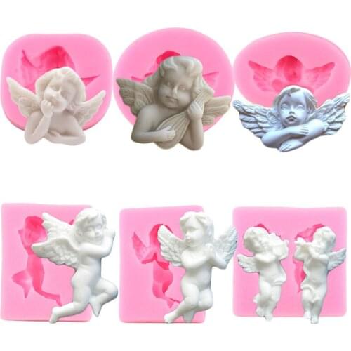 Angel Wings Baby Silicone Mold Birthday Chocolate Fondant Mould Cake Decorating Tools Cupcake Topper Candy Clay Resin Moulds