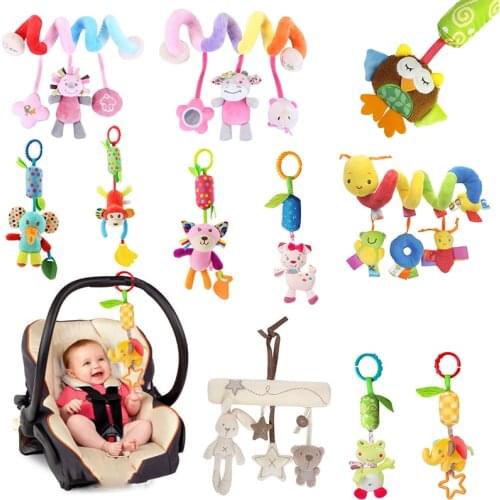 Newborn Baby Plush Stroller Toys Baby Rattles 0-12 Months Speelgoed Mobiles Cartoon Animal Hanging Bell Educational Baby Toys