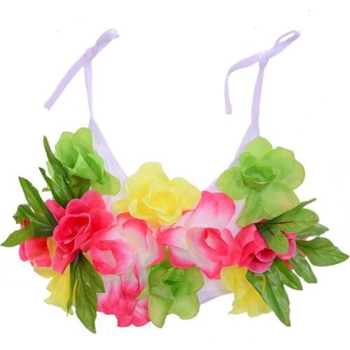 Kids Girls Tropical Luau Leis Flower Bra Vest Theme Party Favors Hawaiian Hawaii Holiday Wedding Beach Decoration