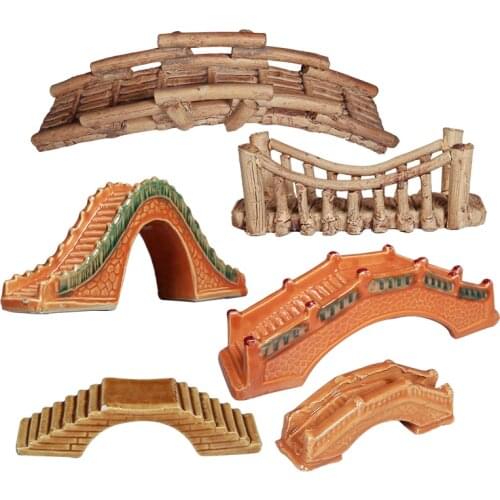 Home Decoration Crafts Figurines Miniatures Ceramics Vintage Bonsai Mini Bridge Rockery Accessories Aquarium Decorate
