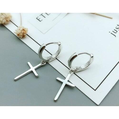 Hot 925 Sterling Silver Cross Dangle Earrings For Women 2021 New Trend Lady Fashion Jewelry Pendientes Mujer Moda