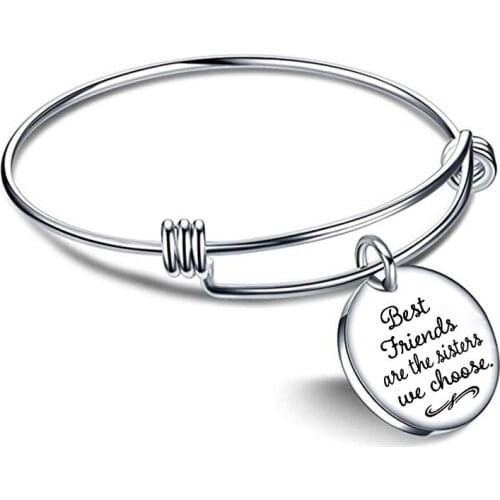 Hot Sale Titanium Steel Bracelet Bracelet Lettering Push Pull Adjustable Charm Bracelet for Women and Children Gifts