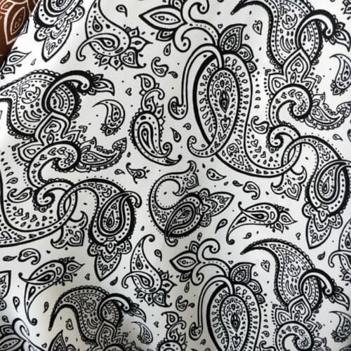 Paisley Print Classic Chiffon Elastic Plain Smoothy Shirt Dress Fabric