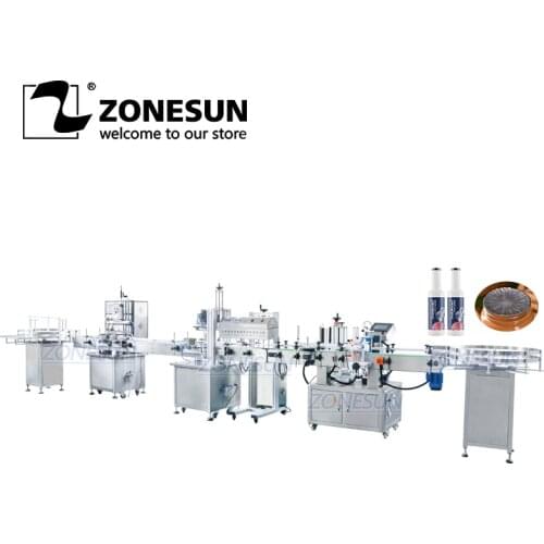 ZONESUN Full Automatic Liquid Bottle Filling Capping And Labeling Machine Line With Induction Sealer Perfume Essential Oil