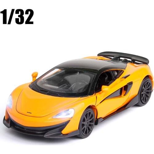 High Simulation 1/32 Diecast McLaren 600LT Supercar Alloy Diecast Car Model Racing Pull Back Toy Electronic Car For Kids Gifts
