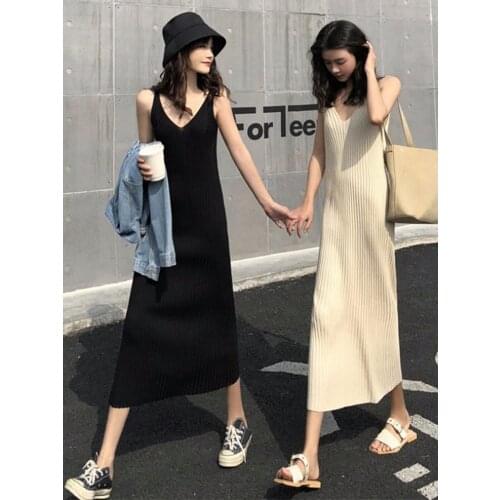 Spring And Summer New Vest All-Match Knitted Dress Women Sleeveless Vest Base Skirt Can Be Worn Outside