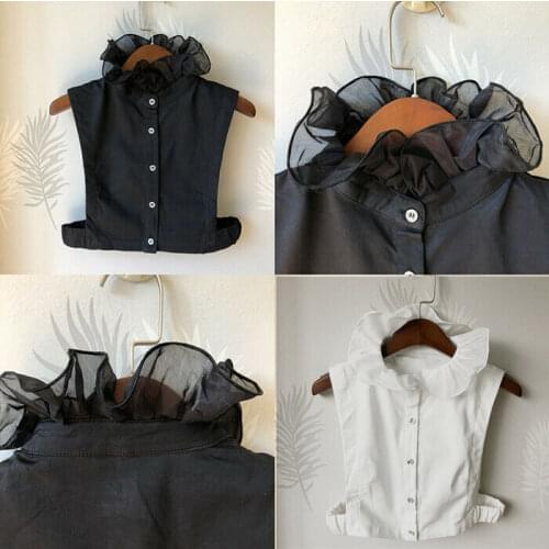 NEW Fake Embellished Faux Collar Bib False Collar chiffon Half Shirt