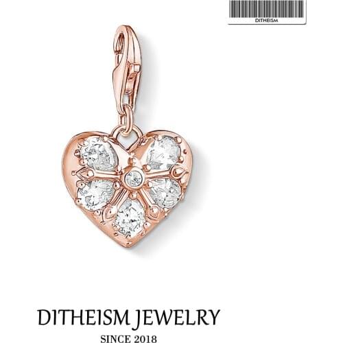 Rose Gold Color Heart Charms Pendant,2019 Fashion Jewelry 925 Sterling Silver Romantic Gift For Women Fit Bracelet Necklace Bag