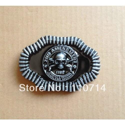 Skull belt buckle with pewter finish and black enamel suitable for 4cm wideth snap on belt SW-B701.Free shipping