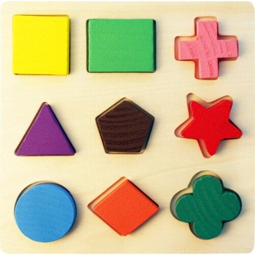 0 12 Months Baby Montessori Education Wooden 3D Puzzles Toys Color Cognition Board Sensory Learning Games Geometry Jigsaw Blocks