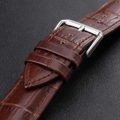 Watch Band Men Women Leather Strap Bracelet For Wrist Watch 26mm 24mm 22mm 18mm 16mm 14mm Watchbands Silver Metal Buckle Belt
