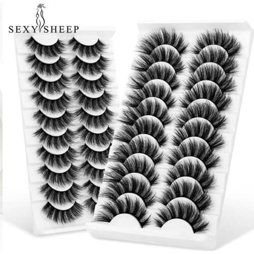 SEXYSHEEP 5/8/10 Pairs 3D Faux Mink Lashes Fluffy Soft Wispy Volume Natural long False Eyelashes Reusable Eyelashs Makeup
