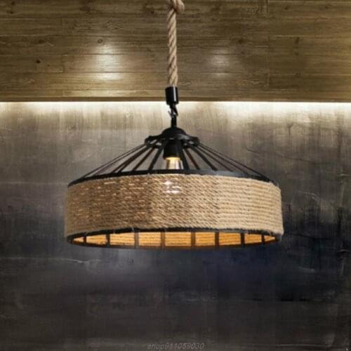 Retro Industrial Iron Vintage Loft Chandelier Hanging Lamp Vintage Rope Pendant Lamp Ceiling Lamp, Rustic Hemp Jy21 21 Dropship