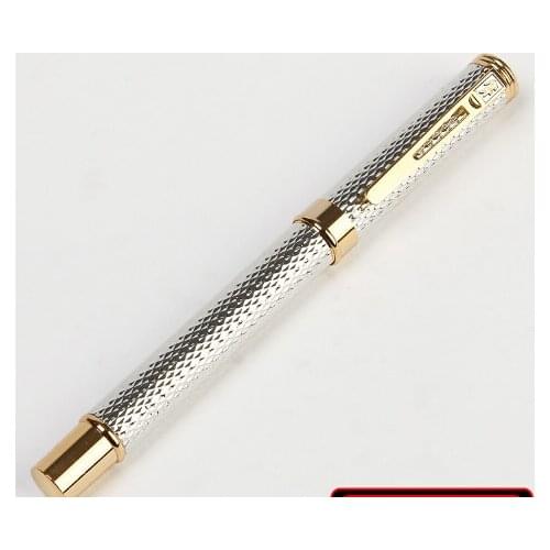 Stationery office business Supplies Luxury Crocodile 218 full Silver raised fountain pens metal writing brand ink pen for gift