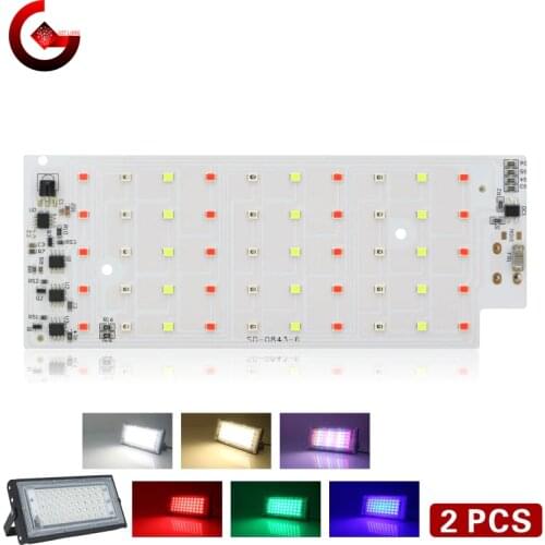 2pcs/lot 50W RGB LED Chip for Flood Light SMD 2835 Outdoor Floodlight Spotlight Lighting Beads AC 220V For LED Street Lamp