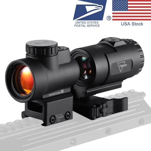Trijicon MRO Tactical HD Style 1x25 Red Dot Sithg Display Mirror And Quick-Release Clamshell Picatinny Mounted 3x Magnifying