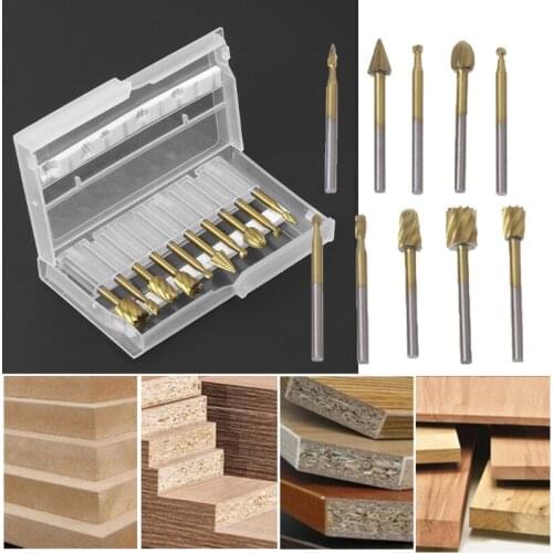 W3JE 10pcs Rotary File Engraving Cutter Wood Tool Electric Grinding Polishing Head