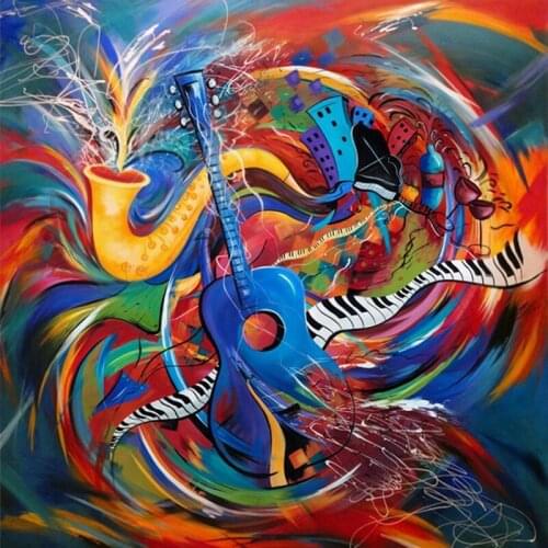 YNX new 5D diamond painting abstract round diamond musical instrument cross stitch square diamond DIY guitar diamond painting