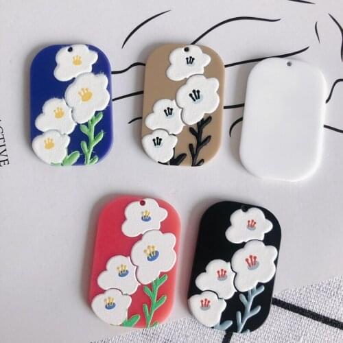DIY jewelry accessories fresh and cute hand-painted wind flowers acrylic patch pendant jewelry accessories materials