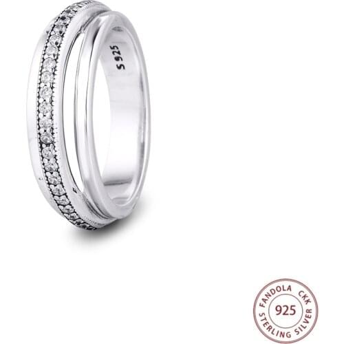 2020 New 925 Sterling Silver Triple Band Pavé Rings for Women Wedding Engagement Ring Stackable Jewelry bague femme
