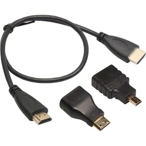 0.5M 3 in 1 Multifunctional HDM-compatible Male to Male Cable Micro HDM-compatible Adaptor Mini HDM-compatible Adapter Cable
