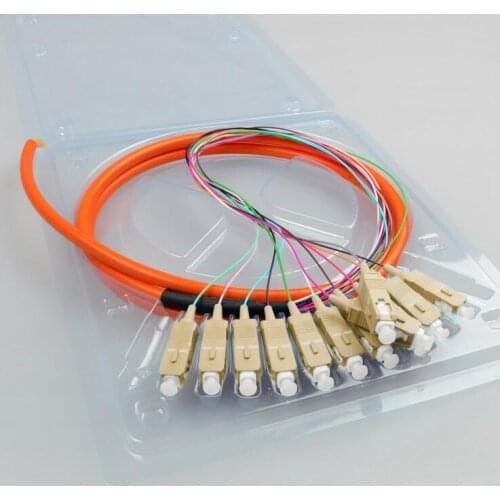12core colored SC UPC pigtails 1.5mtr SM optical fiber 62.5/125um 50/125um cable ftth bundle pigtails