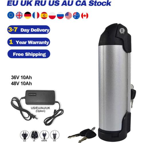 Electric Bicycle Rechargeable Battery 36V 48V Li-ion Battery Water Bottle Battery for Ebike Motor with Battery Charger