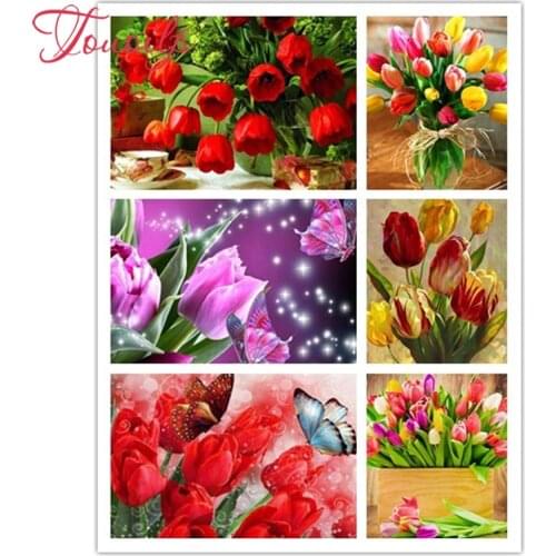 100% Full 5D Diy Daimond Painting Tulip 5d Diamond Painting Rhinestones Painting Diamant Embroidery Flowers Mosaic home decor