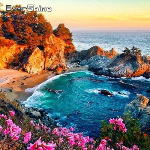 Evershine Diamond Painting Sea Landscape Diamond Mosaic Beaded New Diamond Embroidery Full Square Drill Display Home Decoration