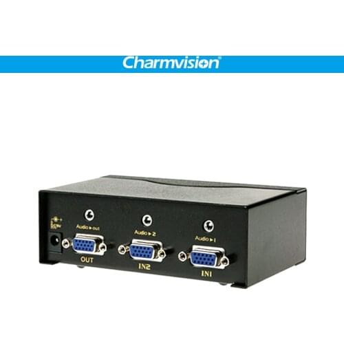 Charmvision VA201R 2 Ports VGA Audio switcher Auto Scanning Remote control VGA 3.5mm AUX Audio simultaneously control Switch