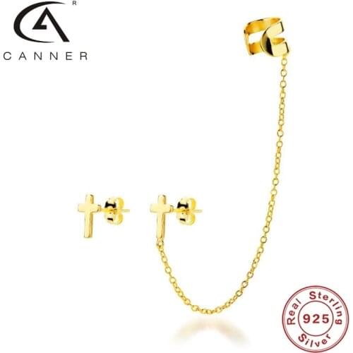CANNER New Tassel Chain Stud Earrings For Women 925 Sterling Silver Party Jewelry Earrings Paper Clip Earring Jewelry Pendientes