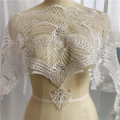 Off White Lace Car Bone Bright Flower Lace Lace Fabric Wedding Dress Skirt Jewelry Bridal Accessories