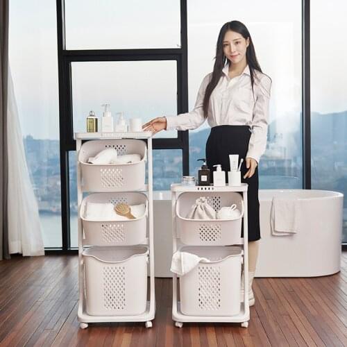 Large Plastic Large Laundry Basket Home Dirty Clothes shou na kuang Bathroom Movable Laundry Basket with wheel Clothing storage