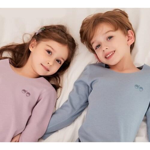 Children 's Clothing Autumn Winter with Velvet Candy Color Kids 's Boys and Girls Thermal Underwear Seamless 2Pcs Set