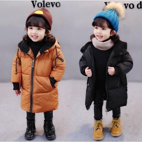 Baby Kids Long Cotton-Padded Coat 2020 Fall Winter New Little Girls Fashion Hooded Wadded Jacket Children Casual Outerwear X165