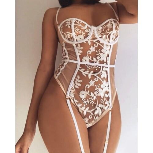 Womens Sexy Deep V Neck Eyelash Lace Body Stocking Hot Sexy Lingerie Bodysuit Bodydoll Sexy Girl Bra Set Nightwear Bodysuit