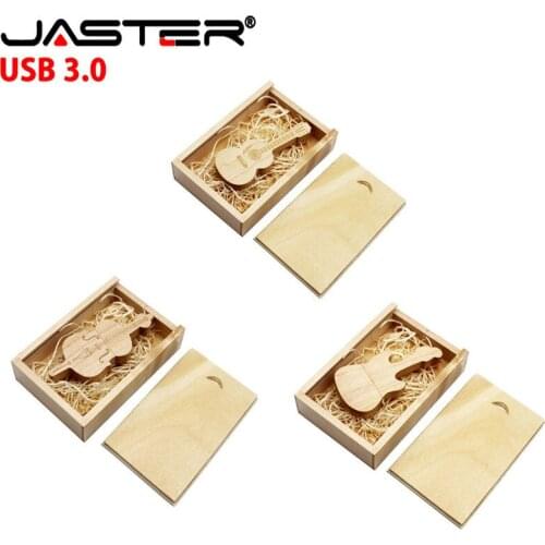 JASTER usb flash drive 3.0 LOGO customer wooden guitar violin usb+box gift 8GB 16GB 32GB pen drive 64GB (over 1 pcs free LOGO)